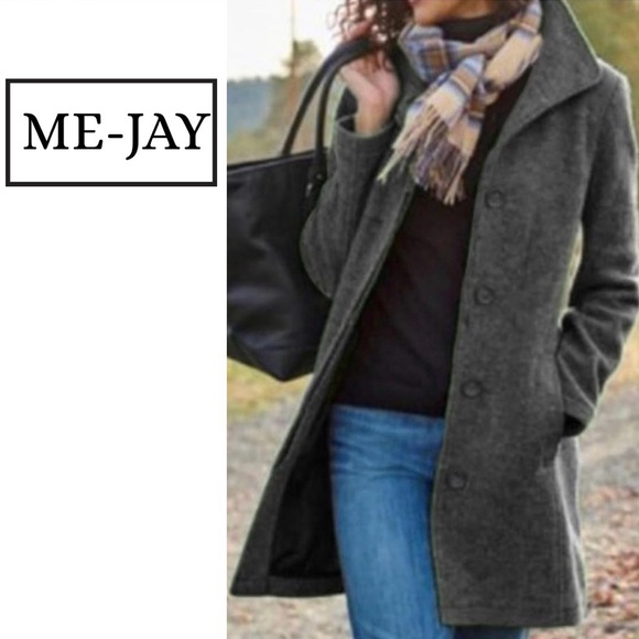 ME-JAY Jackets & Blazers - Women's Gray Coat Alpaca Wool